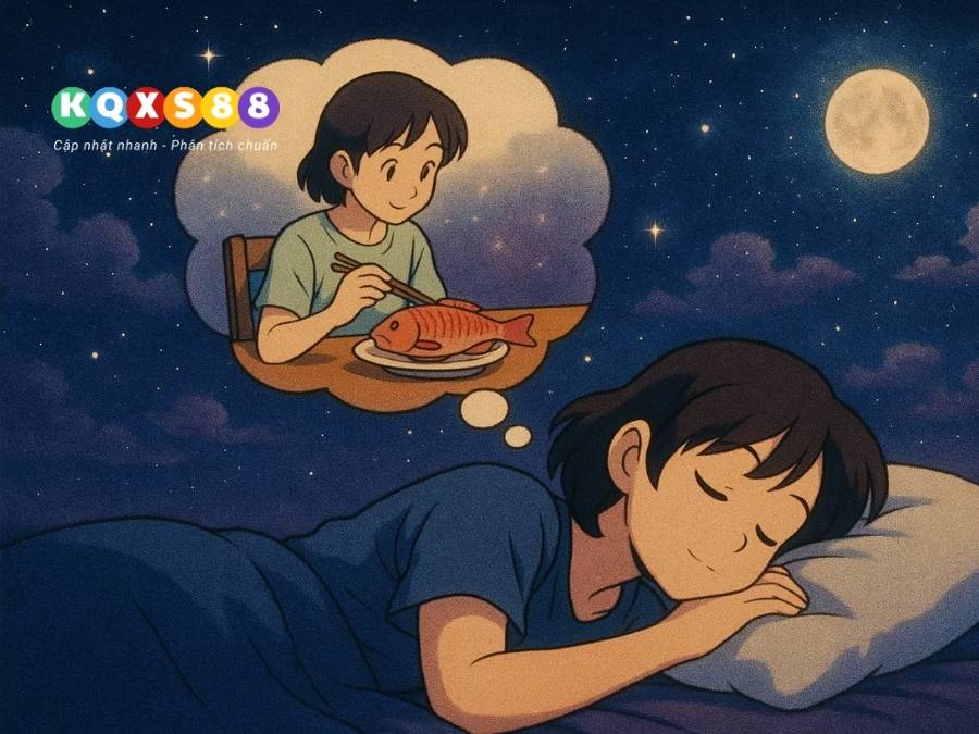 Nằm mơ thấy mình đang ngồi ăn trước một bàn thức ăn làm từ cá chép