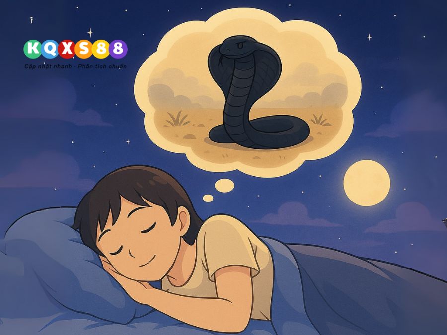 Ngủ mơ thấy một con rắn hổ mang chúa màu đen có mào