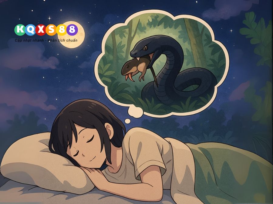 Một con rắn đen đang ăn mồi trong rừng già xuất hiện trong mơ
