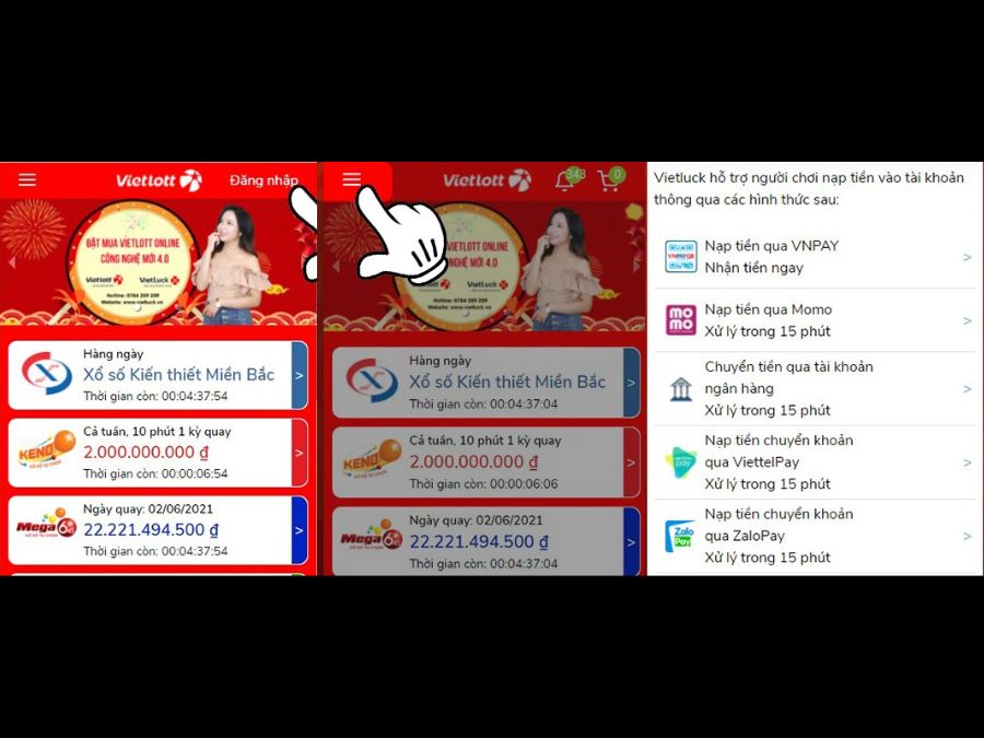 Trang chủ website muavietlott.com trên điện thoại