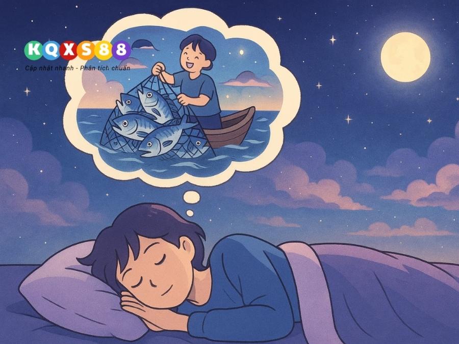 Nằm mơ thấy mình đi đánh lưới ở biển được rất nhiều cá to mắc lưới