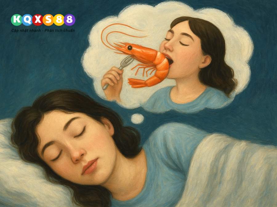 Thấy bản thân đang ăn tôm trong mơ