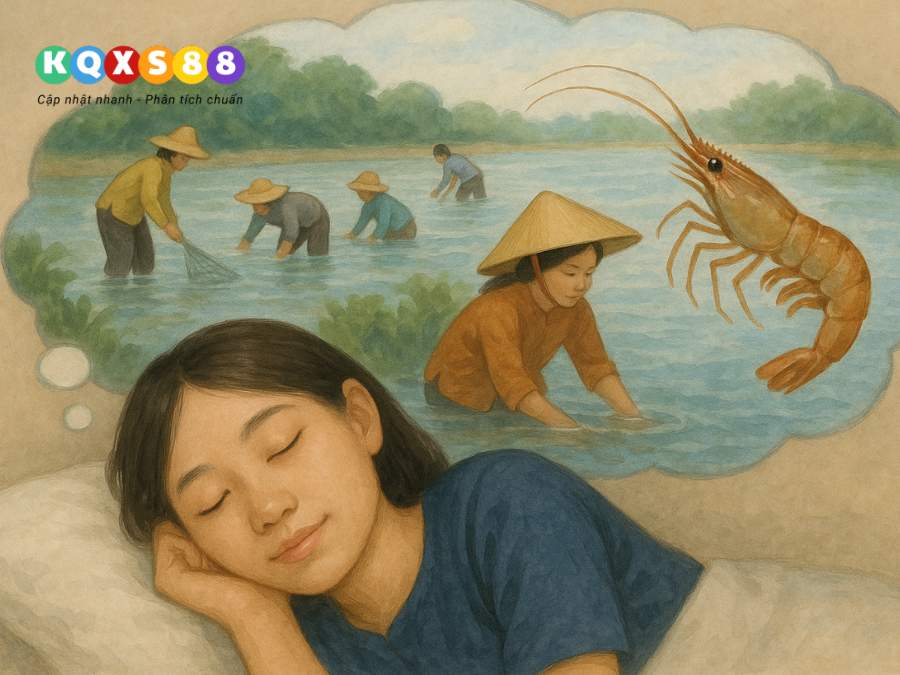 Thấy nhiều người đi bắt tôm sông trong giấc mơ