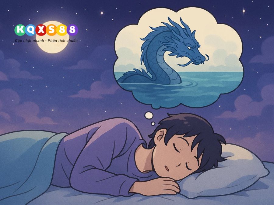 Nằm mơ thấy một con Rồng xanh đang bơi dưới dòng nước