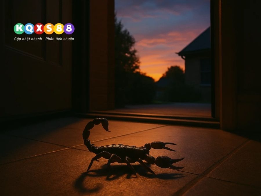 Một con bò cạp đang bò từ từ vào nhà lúc trời vừa hừng đông